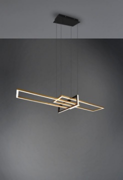 Immagine di Sospensione Salinas 3 Rettangoli Led Switch Dimmer Oro e Nero L110 cm Trio Lighting