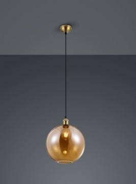 Immagine di Sospensione Singola Sfera Vetro Ambra Dino Ø30 cm Trio Lighting
