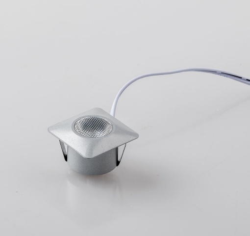 Immagine di Kit 3 Mini Faretti Da Incasso Quadrati Led 1W 4000K Grigio Silver