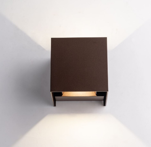 Immagine di Applique Led Cubo 12 cm cct 20w Corten Da Esterno Ottica Regolabile IP54