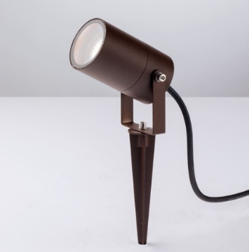 Immagine di Proiettore Faretto Esterno Cilindro Da Terra Con Picchetto IP65 Corten