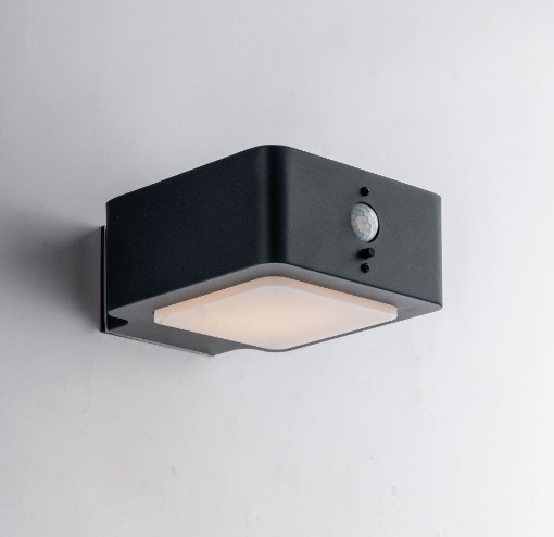 Applique Led Da Esterno Quadrata Con Sensore e Pannello Solare IP54