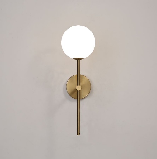 Immagine di Applique Doris Oro Antico Con Sfera Bianca IP44 ACB