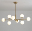 Immagine di Lampadario Doris Oro 8 Sfere Vetro Bianco Per Soggiorno ACB