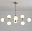 Immagine di Lampadario Doris Oro 8 Sfere Vetro Bianco Per Soggiorno ACB