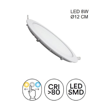 Immagine di Incasso Rotondo 120 mm Ultrasottile Led CCT 8w Luce Selezionabile