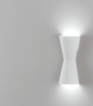 Immagine di Applique Da Parete Clessidra In Gesso 30 cm Luce Sopra e Sotto 2xE14