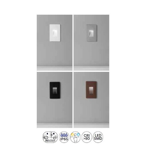 Immagine di Segnapasso Da Esterno Led CCT 3w Incasso Per Cassetta 503 504 IP65