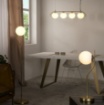 Immagine di Lampadario Lineare Oro Anticato 4 Sfere Vetro Opale Bianco Maui ACB 