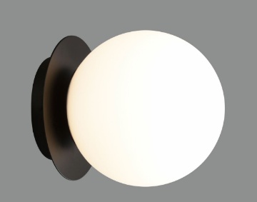 Immagine di Lampada Parete Soffitto Sfera Bianca Con Base Nera Parma IP44 ACB
