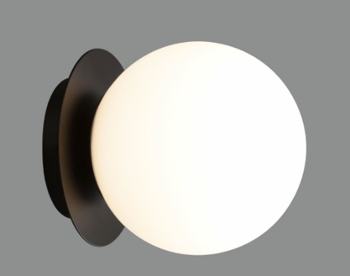 Immagine di Lampada Parete Soffitto Sfera Bianca Con Base Nera Parma IP44 ACB