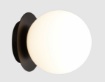 Immagine di Lampada Parete Soffitto Sfera Bianca Con Base Nera Parma IP44 ACB