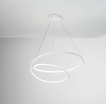 Immagine di Sospensione Moderna Design Curvo 80 cm Bianco Led CCT Kelvin Regolabile