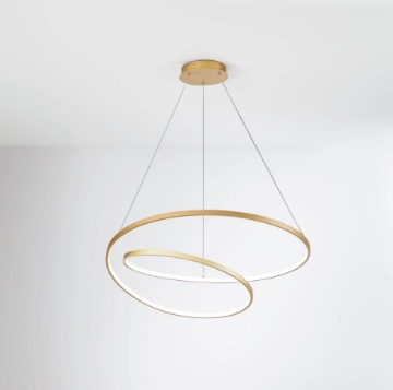 Immagine di Sospensione Moderna Design Curvo 80 cm Oro Led CCT Kelvin Regolabile