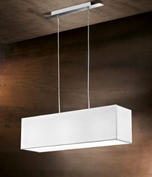 Immagine di Lampadario Rettangolare Paralume Tessuto Bianco L70 cm Hotel Perenz