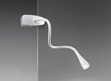 Immagine di Lampada da Tavolo Bianca con Pinza e Braccio Flessibile Clip Snake Perenz