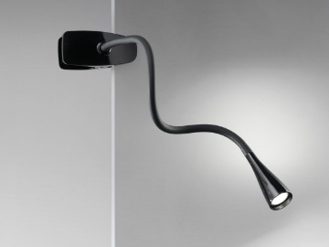 Immagine di Lampada Nera da Tavolo Braccio Flessibile Spot Led con Pinza Perenz 