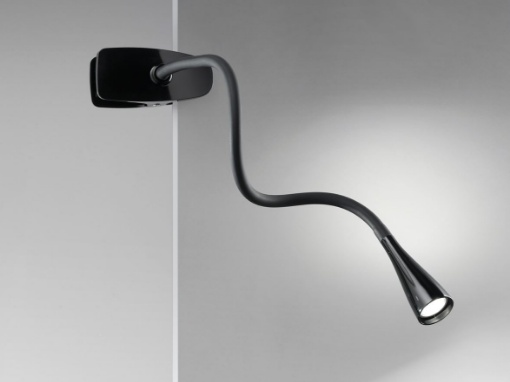 Immagine di Lampada Nera da Tavolo Braccio Flessibile Spot Led con Pinza Perenz 