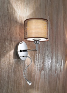 Immagine di Applique Paralume Doppio Tessuto + Spot Led Orientabile da Lettura Perenz 