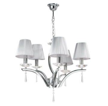 Immagine di Lampadario Contemporaneo 5 Luci Cromo Con Cristalli Orchestra Fan Europe