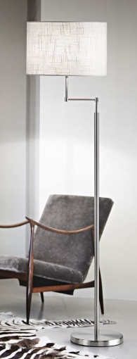 Immagine di Piantana Cromo Paralume Bianco Con Braccio Orientabile Round Hotel Perenz