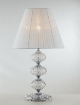 Immagine di Lampada Classica Vetro Cristallo H68 cm Con Paralume Bianco Incanto LG1 Fan Europe