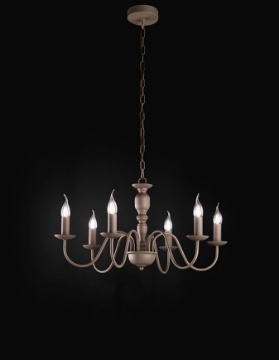Immagine di Lampadario Classico Tortora Opaco 6 Luci Ducale Perenz 6262 TO
