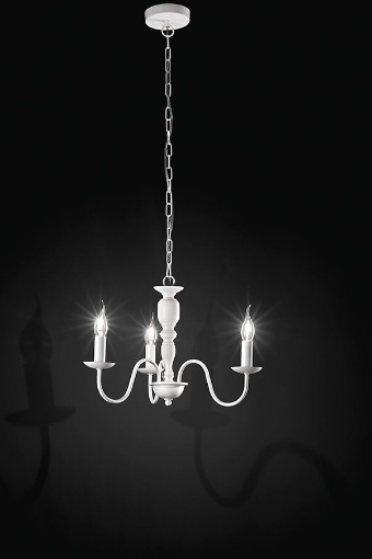 Immagine di Lampadario con Bracci 3 Luci Metallo Bianco Shabby Ducale Perenz 6264 B