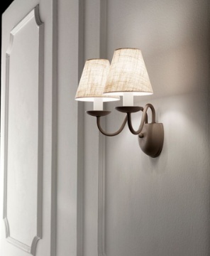 Immagine di Applique Ducale 2 Luci Classica in Metallo Tortora Opaco Perenz 6266 TO