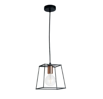 Immagine di Lampadario Quadrato Metallo Nero Harlem Fan Europe