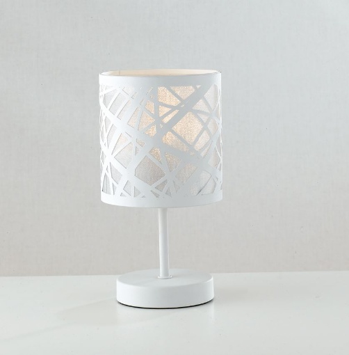 Immagine di Abatjour Comodino Acciaio Bianco Taglio Laser Batik Fan Europe
