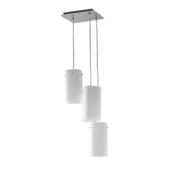 Immagine di Lampadario Moderno 3 Pendenti Vetro Squadrato Bianco Square Fan Europe