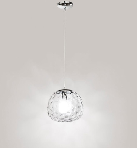 Immagine di Lampada A Sospensione Skin Vetro Trasparente Martellato 30 cm Perenz 6466 TR