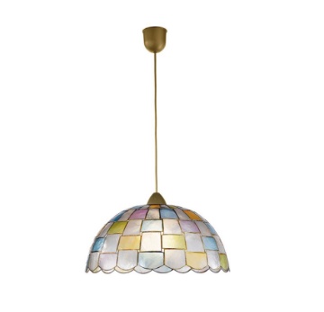 Immagine di Sospensione Paula Stile Tiffany Cupola Madreperla Per Cucina Fan