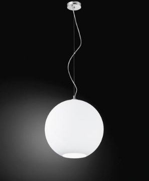 Immagine di Sospensione Sfera Boccia Aperta Vetro Bianco 40cm Ufo Perenz 6477