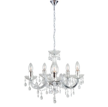 Immagine di Lampadario Classico Acrilico Trasparente Cromo Houston 5 Luci Fan Europe