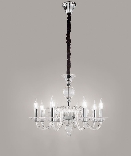Immagine di Lampadario con Bracci 8xE14 Vetro Trasparente Perenz 6498 TR
