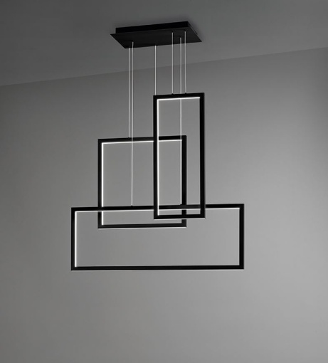 Immagine di Lampadario Nero Design Moderno per Ufficio Led 98w CCT Cross Perenz 6591 N CT