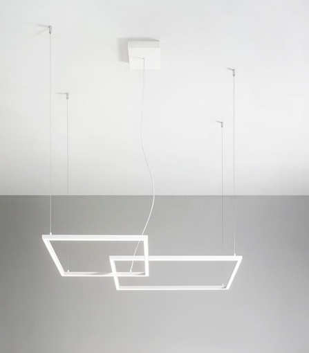 Immagine di Lampadario Per Ufficio Moderno Riquadri Led CCT Dimmerabile Cross Bianco Perenz