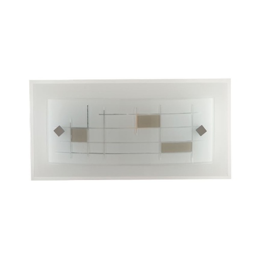 Immagine di Applique Rettangolare Vetro Bianco Tortora Musa Fan Europe