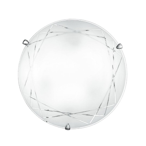 Immagine di Plafoniera In Vetro Satinato Inciso Rotonda Paradise 40 cm Fan Europe