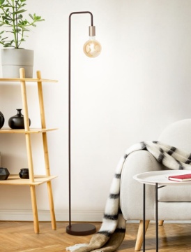 Immagine di Piantana Minimal Industrial Nera con Portalampada Ottone E27 Vector Perenz 6605 N