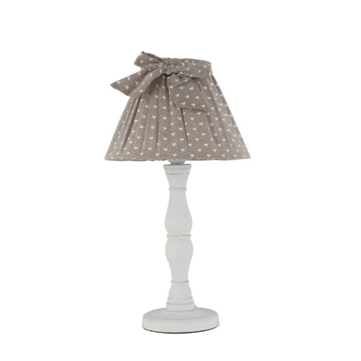 Immagine di Abatjour Stile Shabby Legno Bianco Paralume Cuori Sweet Fan Europe