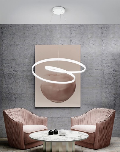 Immagine di Lampadario Ritmo Bianco 80cm Led 70w Dimmerabile Per Soggiorno Perenz