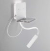 Immagine di Applique Bianco Mensola Led con Faretto Spot e Presa USB Level Perenz
