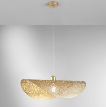 Immagine di Sospensione Curva Metallo Forato Oro 60x33 cm