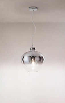 Immagine di Lampadario Boccia Vetro Fumé Specchiato 36,5 cm Bowl Perenz 6666 SP