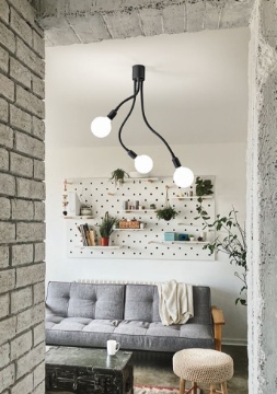 Immagine di Plafoniera Nera Con Bracci Flessibili Per Cameretta Bulbo 3 Luci Perenz