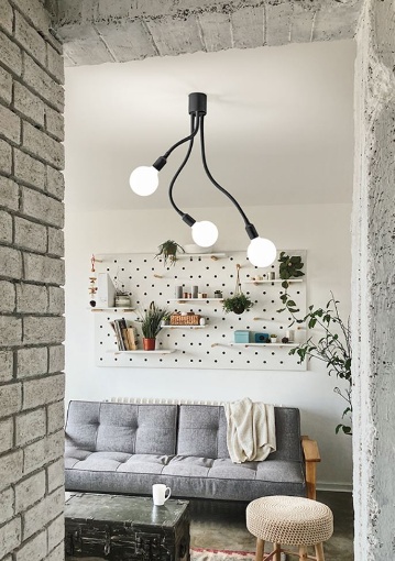 Immagine di Plafoniera Nera Con Bracci Flessibili Per Cameretta Bulbo 3 Luci Perenz