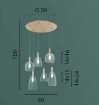 Immagine di Lampadario 6 Luci Oro Con Bocce Vetro Trasparente Per Soggiorno